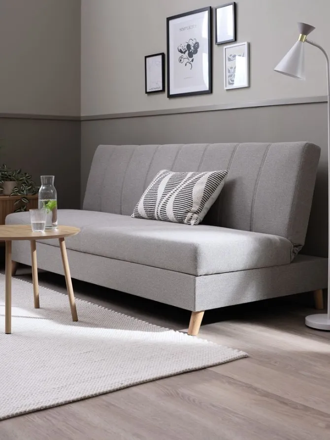 Sovesofa ILDVED beige stof/egefarve