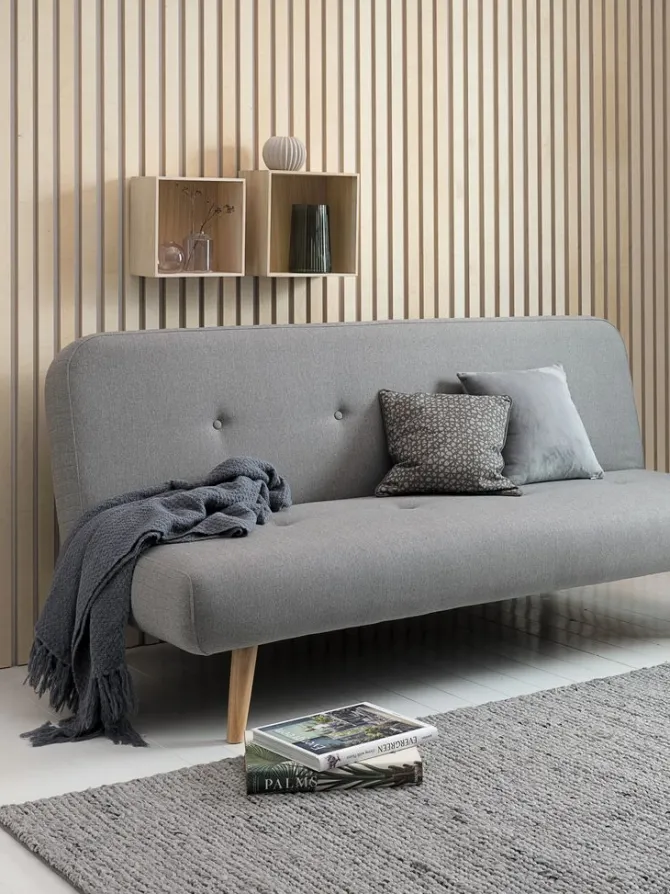 Sovesofa JUVRE lysegråt stof/natur
