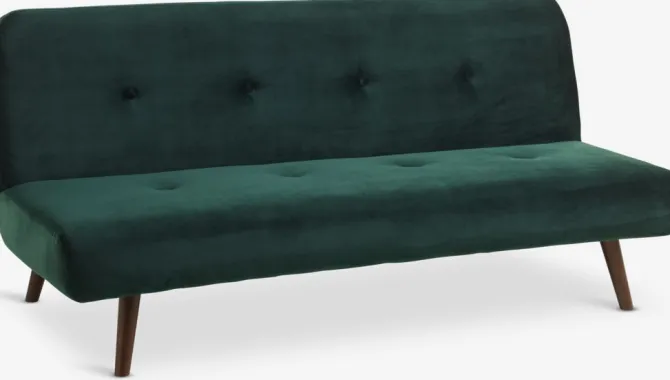 Sovesofa JUVRE mørkegrøn velour/valnød