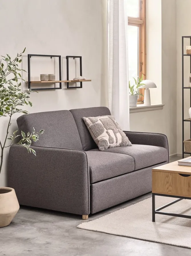 Sovesofa LYSTRUP 2-pers. mørkegråt stof