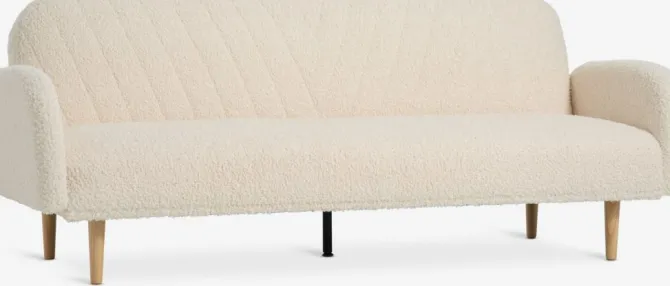 Sovesofa PARADIS råhvid teddy/egefarve