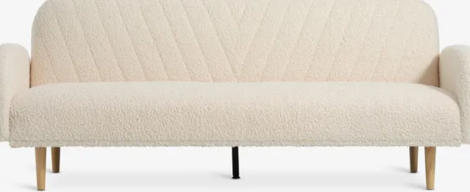 Sovesofa PARADIS råhvid teddy/egefarve