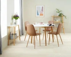 Spisebord JEGIND Ø105 hvid/natur