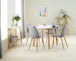 Spisebord JEGIND Ø105 hvid/natur