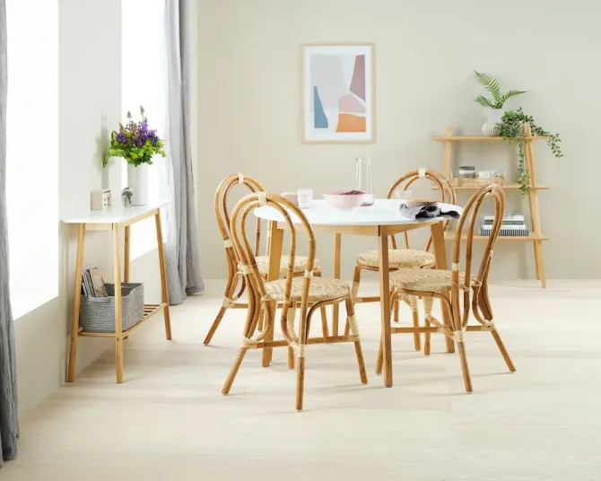 Spisebord JEGIND Ø105 hvid/natur