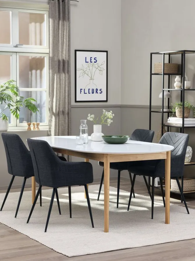 Spisebord MARSTRAND 100x200/280 hvid/natur