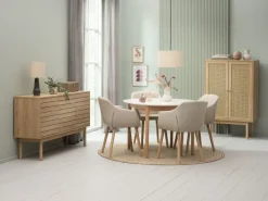 Spisebordsstol ADSLEV beige stof/egefarve