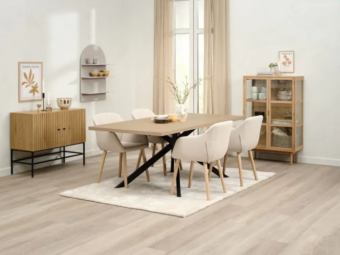 Spisebordsstol ADSLEV beige stof/egefarve