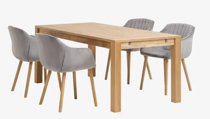 Spisebordsstol ADSLEV grå velour/natur