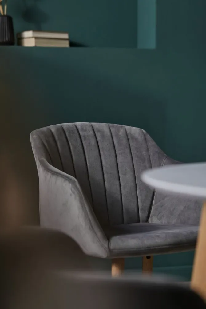 Spisebordsstol ADSLEV grå velour/natur