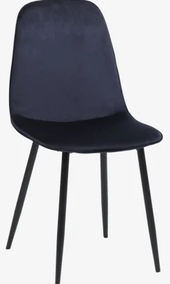 Spisebordsstol BISTRUP velour mørkeblå/sort