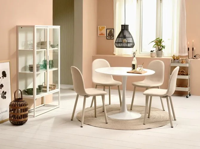 Spisebordsstol EJSTRUP beige stof