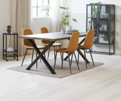 Spisebordsstol JONSTRUP karryfarvet stof/mørk eg