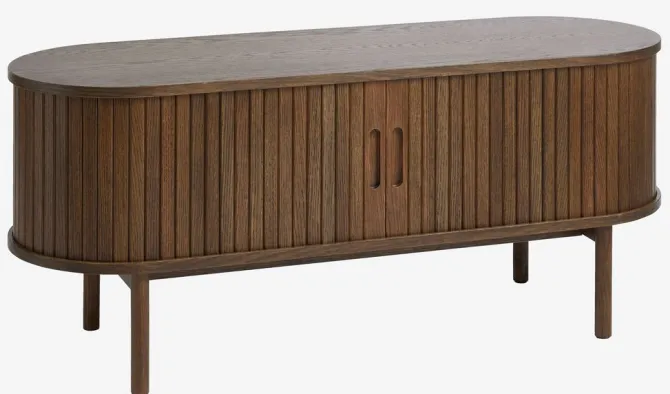 TV-bord LYNGVIG 120cm 2 jalousilåger mørk eg