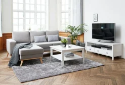 TV-bord NORDBY 3 skuffer hvid