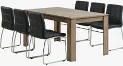 VEDDE L160 bord vild eg + 4 HAMMEL stole sort