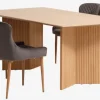 VESTERBORG L200 bord eg + 4 PEBRINGE stole grå velour