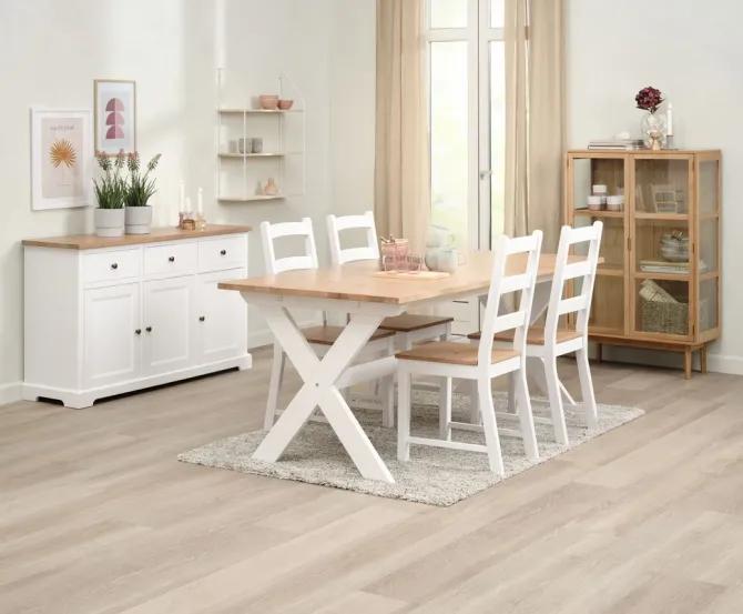 VISLINGE L190 bord natur + 4 VISLINGE stole natur