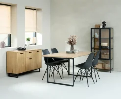 Vitrineskab TRAPPEDAL eg/sort