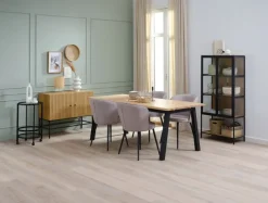 Vitrineskab TRAPPEDAL eg/sort