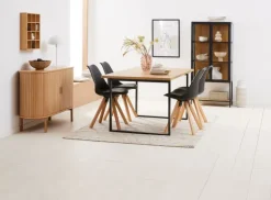 Vitrineskab TRAPPEDAL eg/sort